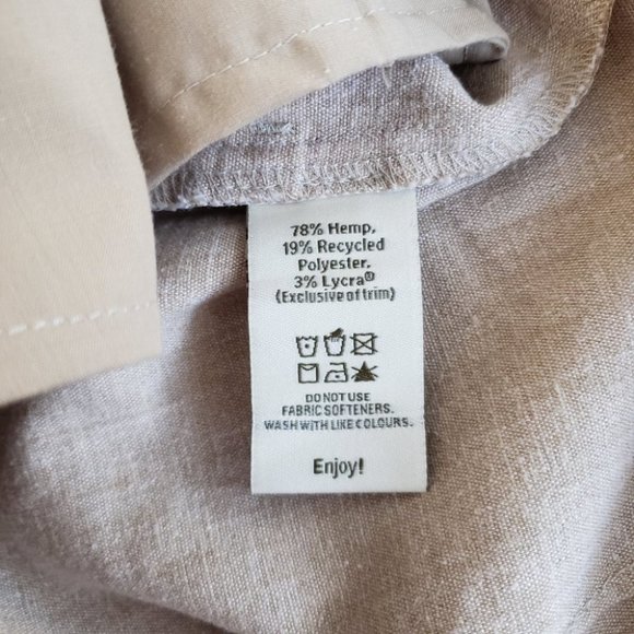 Tilley beige hemp trouser pants high rise straight leg relaxed fit sz 10 - Picture 6 of 8